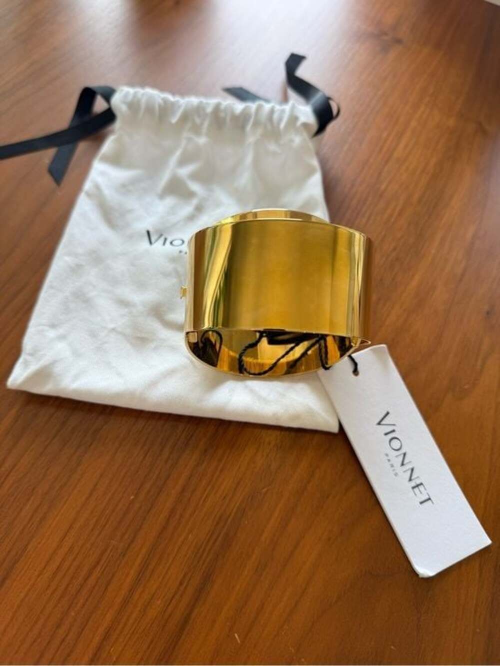 *RARE* NWT Vionnet Paris - Geometirc Gold-Tone Wide Cuff Bracelet